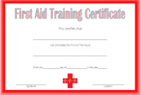 1st First Aid Training Certificate Template Free Editable