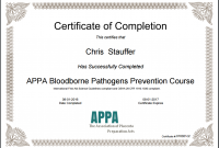 Bloodborne Pathogen Training Certificate Free Printable Template (1st Official Completion Format)
