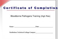 Bloodborne Pathogen Training Certificate Template Free Printable (1st Microsoft Word Format)