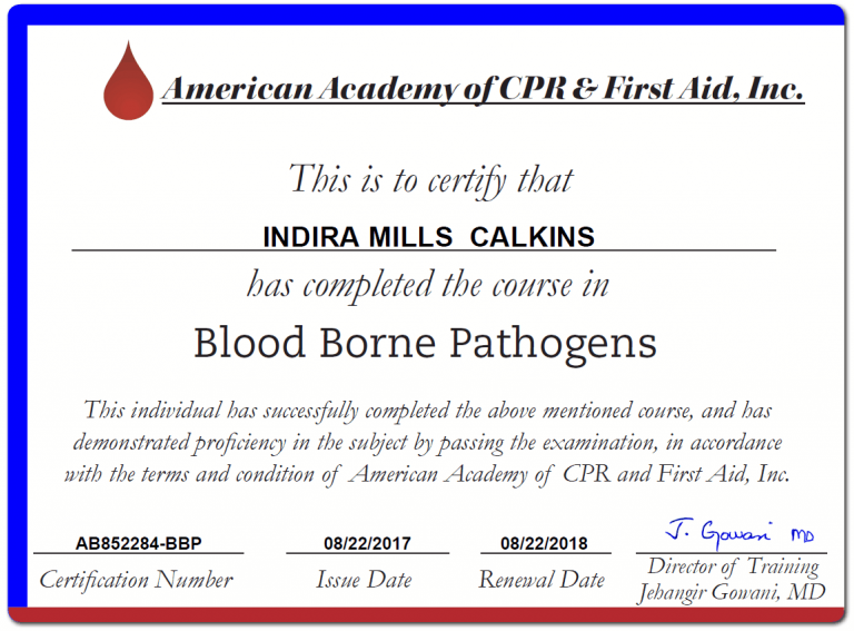 Printable Bloodborne Pathogens Certificate Template Templates