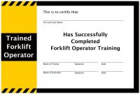 Forklift Training Certificate Free Printable (1st Best Example)