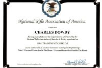 NRA Training Certificate Template Free Printable (1st Safety Course Completion)