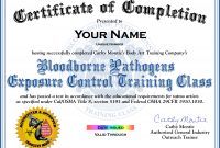 OSHA Bloodborne Pathogen Training Certificate Free Printable (1st Official Design)