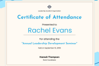 Certificate of Attendance Seminar Template Free (1st Official Sample)