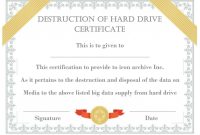 Certificate of Hard Drive Destruction Template (1st Free Word Format)