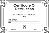Certificate of Hard Drive Destruction Template (2nd Free Word Format)