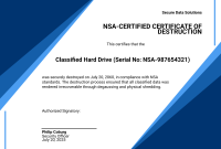 Certificate of Hard Drive Destruction Template (3rd Free Word Format)