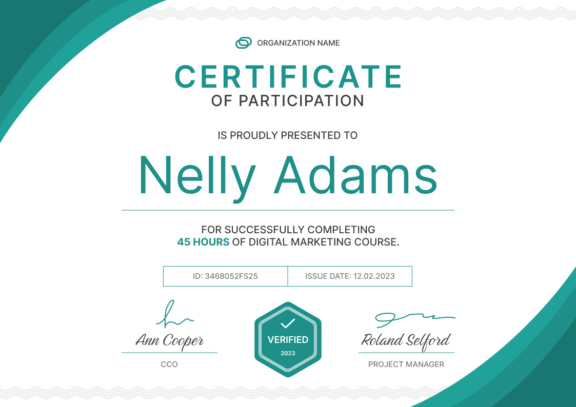 Course Completion Certificate Template: 2025 Free Fancy and Official Designs 2 course completion certificate template, course certificate of completion template, training course certificate template, course participation certificate template, course attendance certificate template, free printable training certificate template, course certificate template