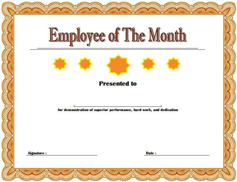 Employee of The Month Certificate Word Format (3rd Editable Template ...