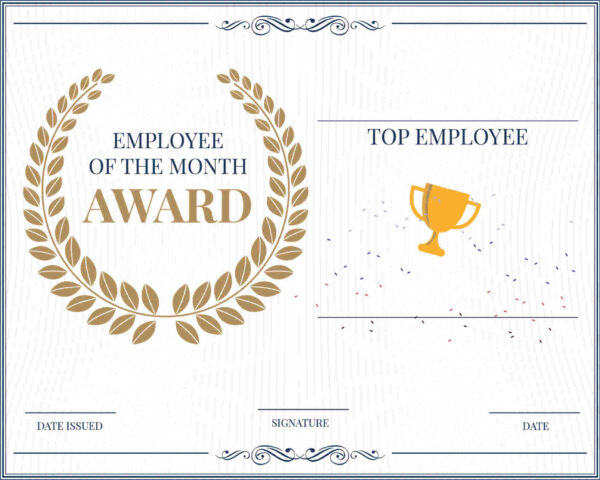 Employee of the Month Award Certificate Template Free Printable (2nd ...