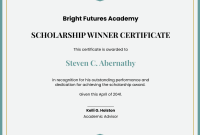 Free Scholarship Winner Certificate Template (2025 Recognition Award Design)