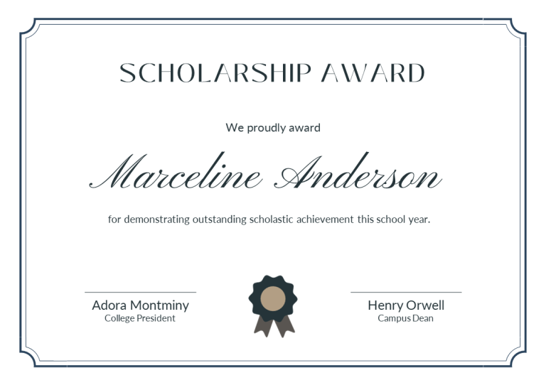 Scholarship Award Certificate Template Free 2025 Designs