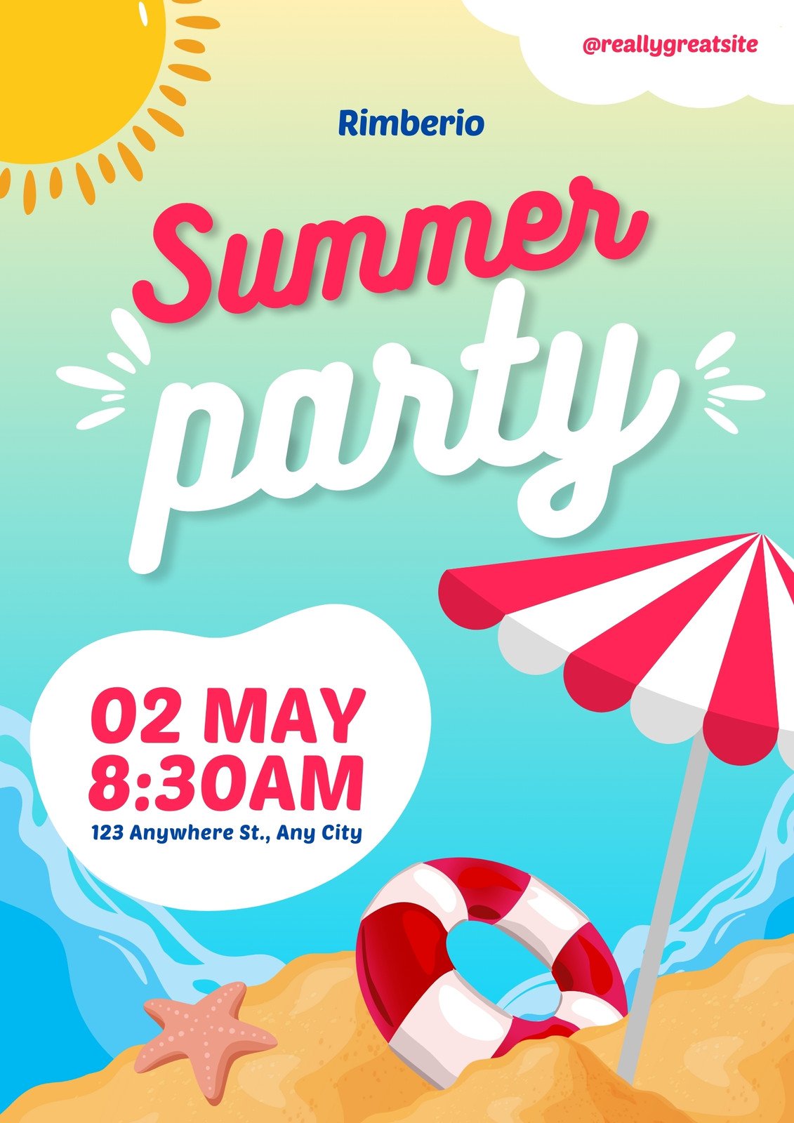 Summer Beach Party Flyer Template (2nd Free PSD Format) summer beach party flyer template, beach party flyer template free, beach party flyer/poster psd template, retirement party beach flyer template word, beach party poster template, summer beach party poster, psycho beach party poster, muscle beach party poster, heartbreakers beach party poster