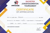 Badminton Appreciation Certificate Free Printable (2025 Tournament Design)