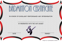 Badminton Award Certificate Template (1st Free Championship Design)