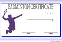 Badminton Certificate Template Free Download (2nd Best Format)