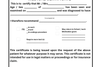 Fit to Work Medical Certificate Template (1st Free Fillable Form)