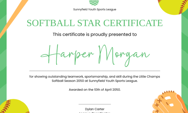 free softball award certificate template, softball mvp certificate, softball signing day certificate, softball all star certificate, free printable softball award certificates, softball certificate template word, free printable softball certificates