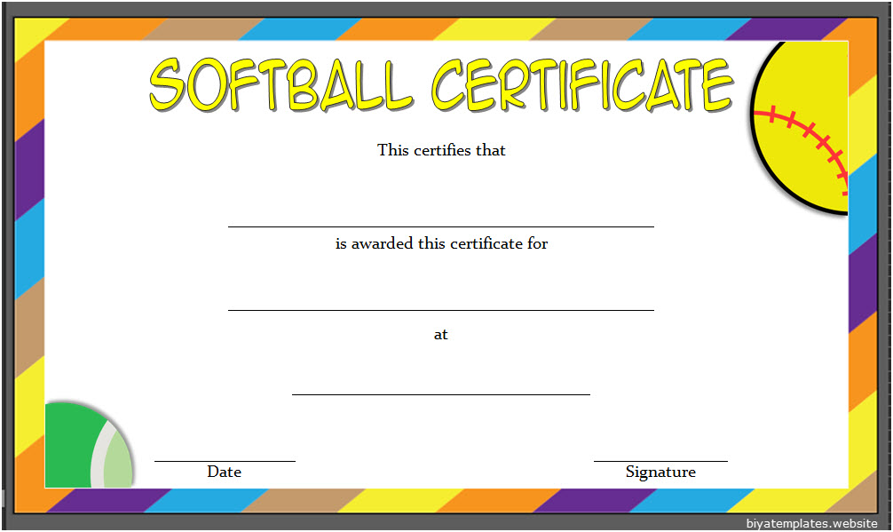 Softball Certificate Template Free Editable (6+ New Designs) 1 softball certificate template free, free softball award certificate template, softball coaching certificate printable, softball participation certificate, youth softball certificate templates, softball certificate templates for word, free printable softball certificate templates