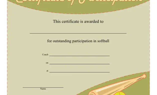 softball certificate template free, free softball award certificate template, softball coaching certificate printable, softball participation certificate, youth softball certificate templates, softball certificate templates for word, free printable softball certificate templates