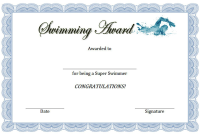 Swimming Award Certificate Template Free Download (3rd Fresh Design) Swimming Award Certificate Template Free Download (3rd Fresh Design)