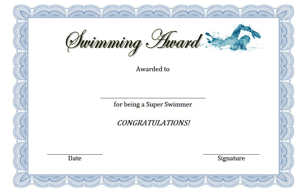 Swimming Award Certificate Template Free Download (3rd Fresh Design) swimming certificate template, swimming competition certificate template, swim lesson certificate template, swimming lesson gift certificate template, swim team certificate template, swimming award certificate template, free printable swimming certificate template, swimming certificate templates free download