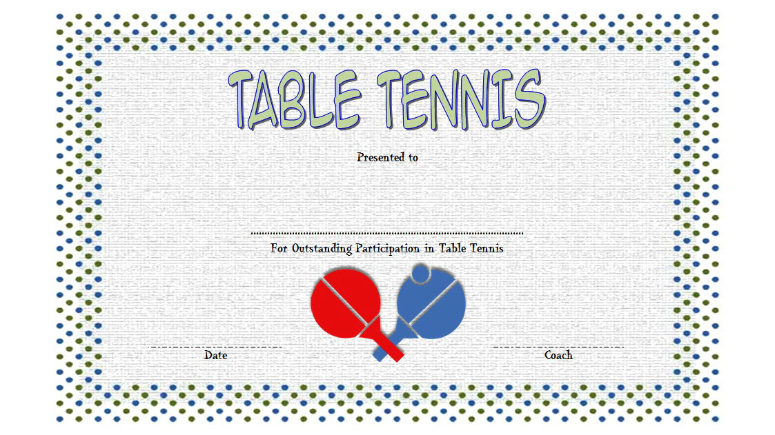 Table Tennis Tournament Certificate Template (2nd Free Participation Design) table tennis certificate template, table tennis award certificate, ping pong certificate template, ping pong award certificate template, ping pong tournament certificate template, table tennis tournament certificate template, table tennis certificate design, table tennis certificate printable, table tennis coaching certificate, table tennis winner certificate