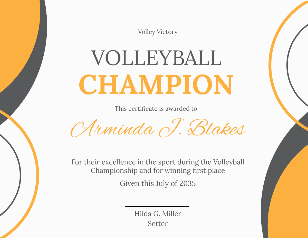 Volleyball Award Certificate Template (2025 Free Editable Format) 3 volleyball award certificate template, volleyball mvp certificate, volleyball champion certificate template, volleyball tournament certificate, free volleyball award certificate templates, volleyball certificate template free download, volleyball certificate template word, volleyball certificate design, volleyball award certificate ideas