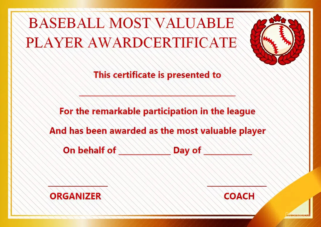 Baseball MVP Certificate Template (2nd Free Amazing Design) mvp certificate template, basketball mvp certificate template, football mvp certificate template, mvp award certificate template, baseball mvp certificate template, most valuable player award certificate, most valuable player certificate template, free printable most valuable player certificate, most valuable player sports certificate, free printable mvp certificate, free printable mvp award certificates