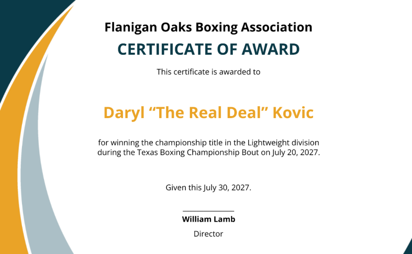 Boxing Certificate Template Free Download (7+ Stunning Designs)