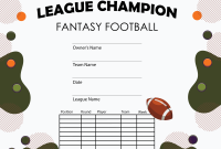 Fantasy Football Certificate Template Free Printable (1st League Champion Design) Fantasy Football Certificate Template Free Printable (1st League Champion Design)