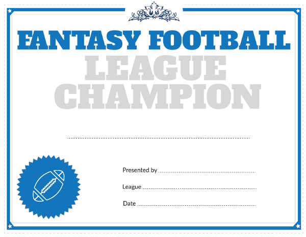 Fantasy Football Certificate Template Free Printable (2nd League Champion Design) fantasy football certificate template free, football certificate template free download, rugby certificate template, football award certificate template, football certificate of participation template, football tournament certificate template, youth football certificate templates, printable football certificate templates