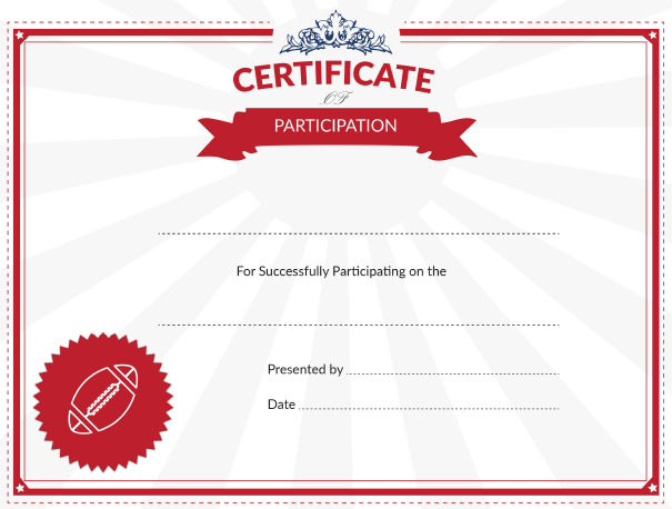 Football Certificate of Participation Template (1st Free Tournament Design) fantasy football certificate template free, football certificate template free download, rugby certificate template, football award certificate template, football certificate of participation template, football tournament certificate template, youth football certificate templates, printable football certificate templates