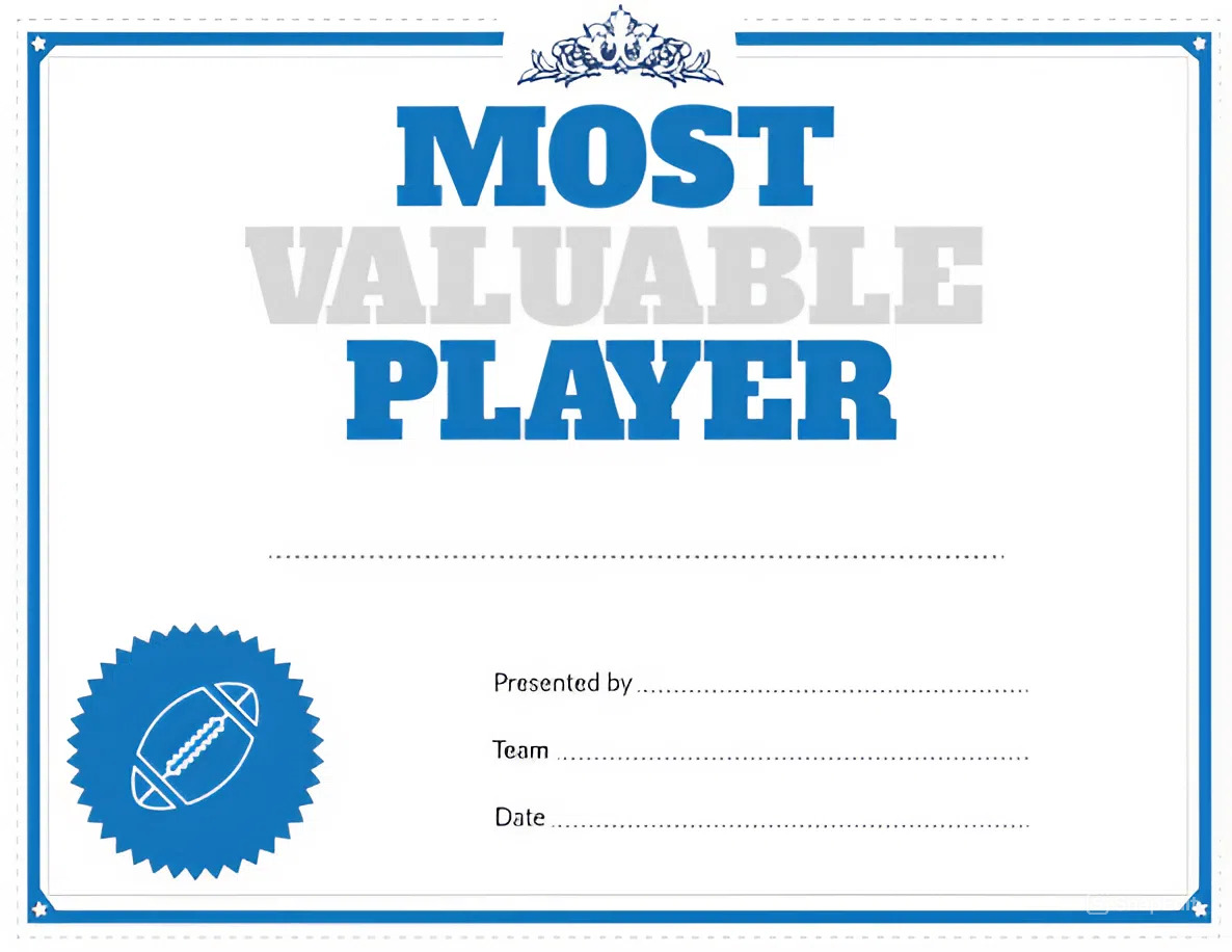 Football MVP Certificate Template (2nd Free Modern Design) mvp certificate template, basketball mvp certificate template, football mvp certificate template, mvp award certificate template, baseball mvp certificate template, most valuable player award certificate, most valuable player certificate template, free printable most valuable player certificate, most valuable player sports certificate, free printable mvp certificate, free printable mvp award certificates