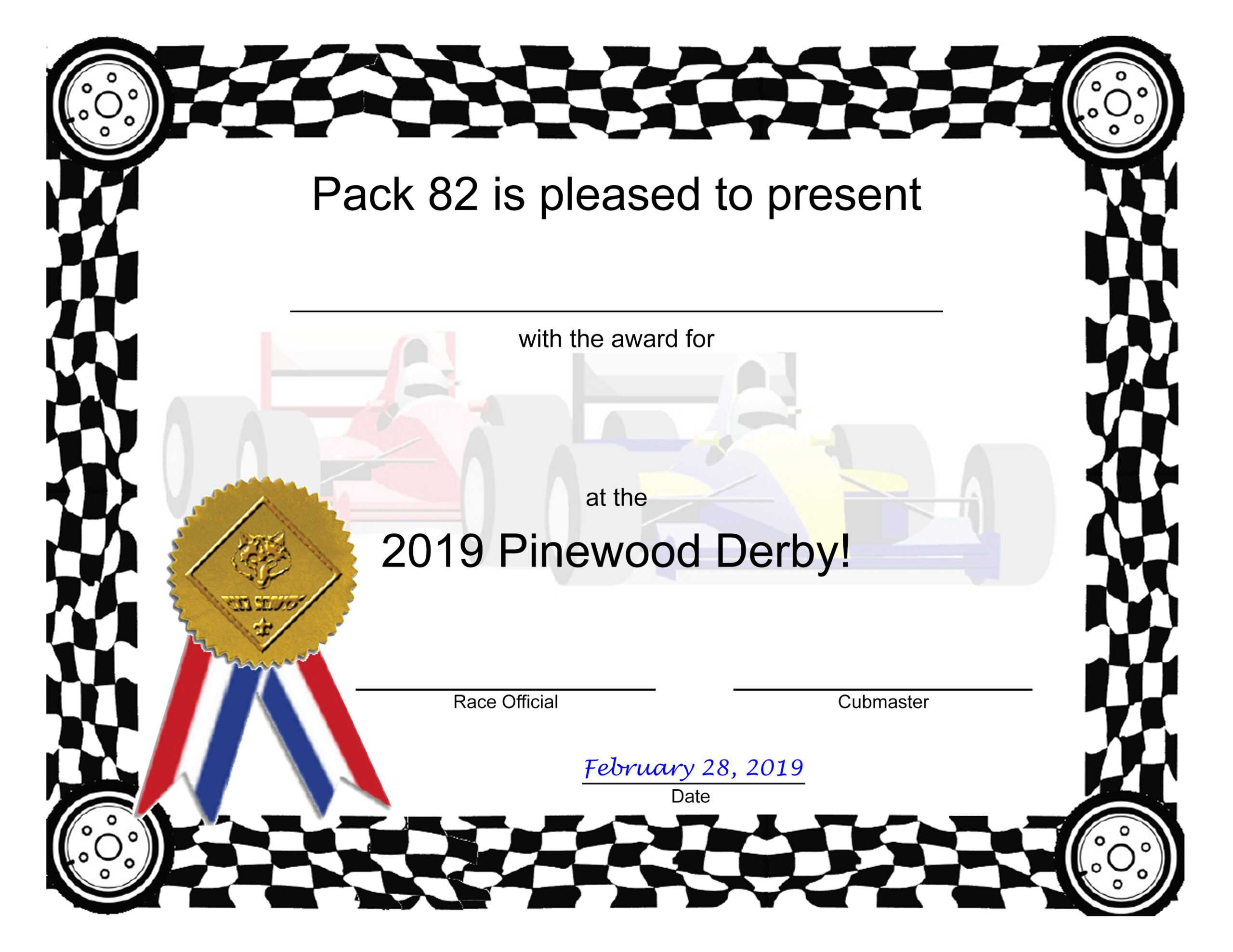 Free Editable Pinewood Derby Race Certificate (8+ NEW Templates) 1 pinewood derby race certificate, cub scout pinewood derby certificates, pinewood derby certificate of participation, pinewood derby participation certificates, pinewood derby race certificates, pinewood derby winner certificates, fillable pinewood derby certificates