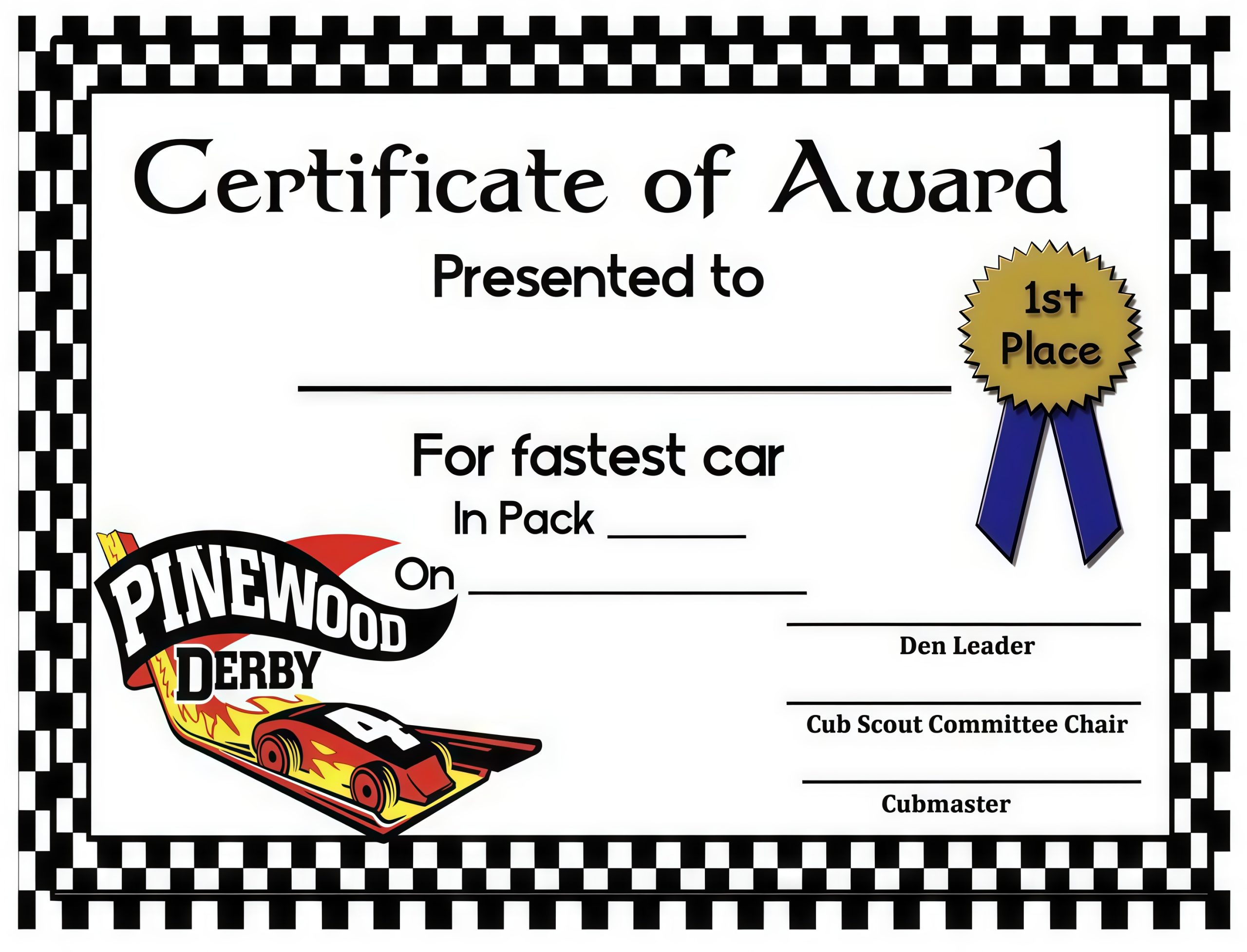 Pinewood Derby Award Certificate Printable (1st Free Funny Design) pinewood derby certificate template, pinewood derby certificates free printable, pinewood derby award certificate template, pinewood derby award certificates, cub scout pinewood derby certificates, pinewood derby race certificate, fillable pinewood derby certificates, editable pinewood derby certificates