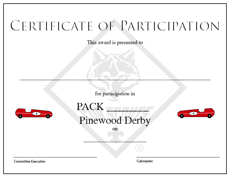 Free Editable Pinewood Derby Race Certificate (8+ NEW Templates) 3 pinewood derby race certificate, cub scout pinewood derby certificates, pinewood derby certificate of participation, pinewood derby participation certificates, pinewood derby race certificates, pinewood derby winner certificates, fillable pinewood derby certificates