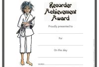 Recorder Karate Certificate Template Free Printable Recorder Karate Certificate Template Free Printable