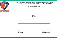 Rugby Award Certificate Template Free Printable (2nd Main Choice)