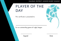 Rugby Player of The Day Certificate Template (1st Free League Design) Rugby Player of The Day Certificate Template (1st Free League Design)
