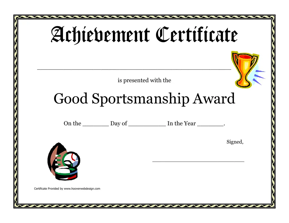 Sportsmanship Award Certificate Template - 2nd Free Achievement Design certificate of sportsmanship, good sportsmanship certificate printable, sportsmanship award certificate, nfhs sportsmanship certificate, sportsmanship certificate templates, free editable sports certificate templates, free printable sports certificate template, free printable sports award certificate, printable sports certificate template