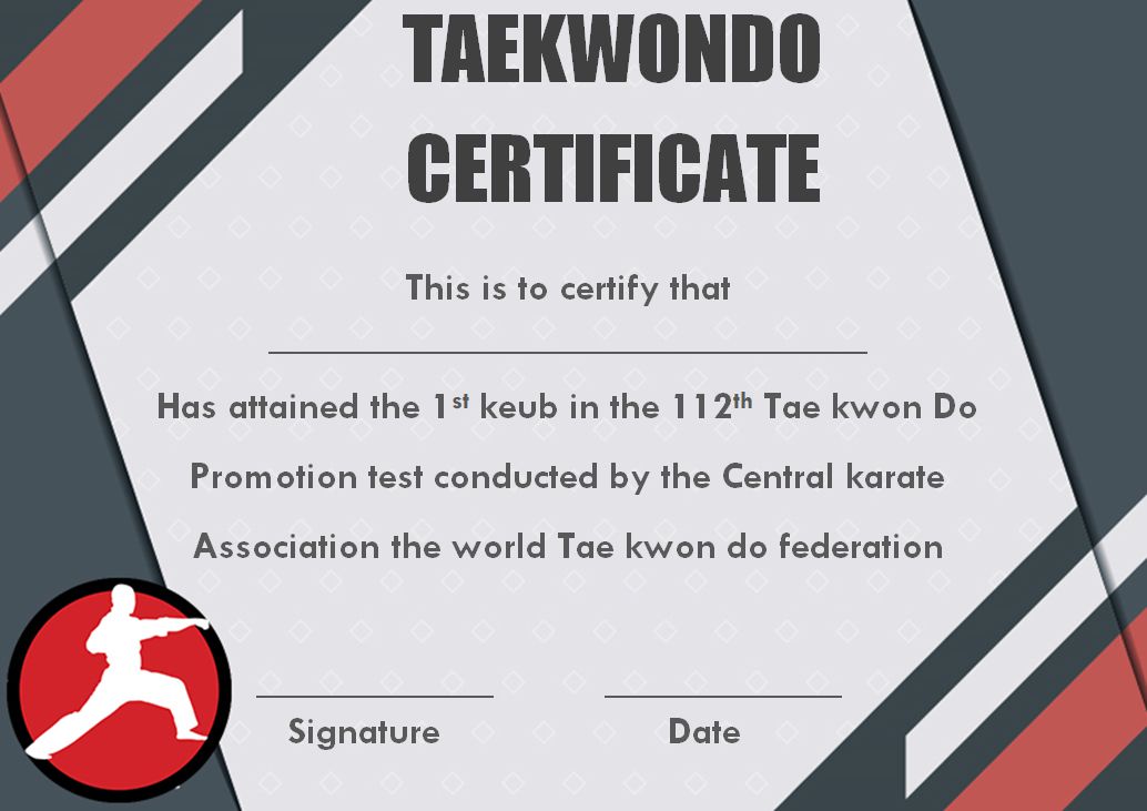Taekwondo Certificate Template (8+ Free Printable Formats) 3 taekwondo certificate template, taekwondo grading certificate template, taekwondo black belt certificate template, taekwondo certificate of participation, tae kwon do certificate templates, editable taekwondo certificate, free printable taekwondo certificate, martial arts certificate template