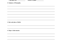Biography Book Report Template Middle School (3rd Free Word Format)