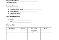 Daily Progress Report Template (3rd Best Choice)