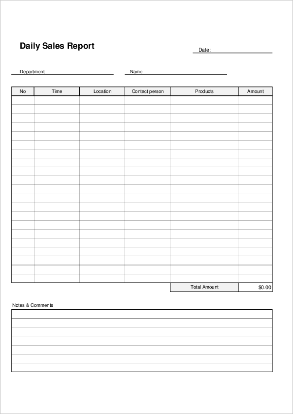 Daily Sales Report Template (2nd Free Fillable Format) daily sales report template, daily cash sales report template, retail daily sales report template, sales daily activity report template, daily sales summary report template, daily sales call report template, daily sales report format pdf, daily sales report form