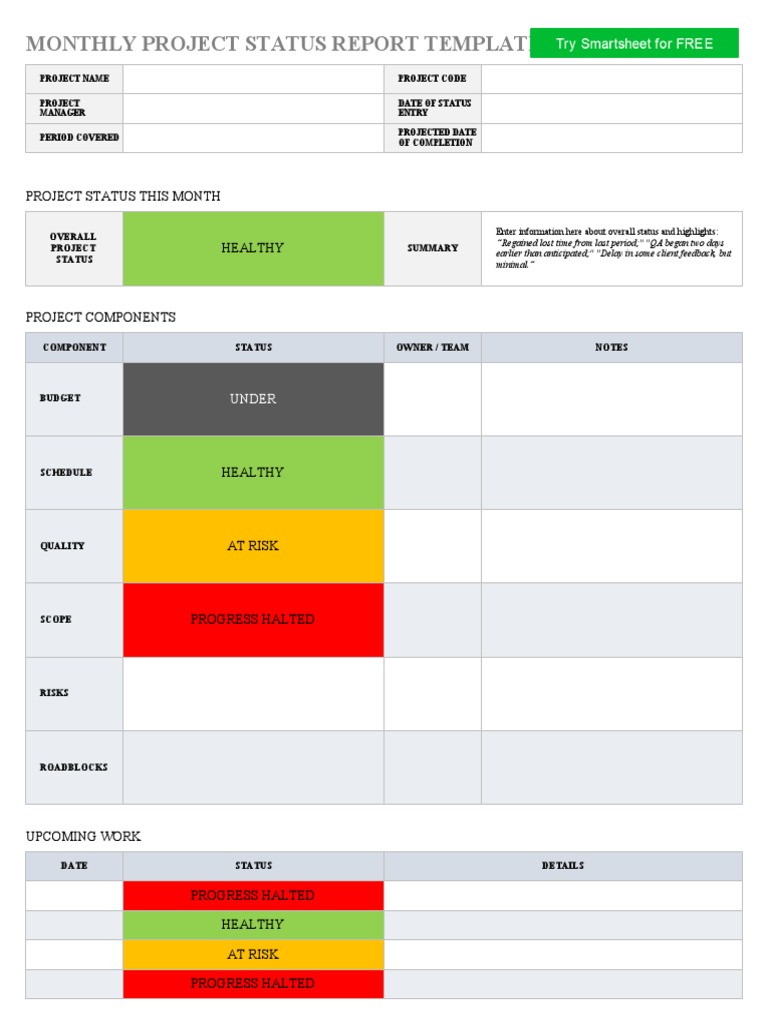 Monthly Project Status Report Template (2nd Top Smartsheet Design) construction monthly report template, construction project monthly status report template, construction monthly progress report template, construction project monthly report template, construction monthly safety report template, monthly project status report template, contractors monthly report template, monthly project progress report template, sample monthly construction progress report, free printable construction report template