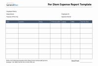 Per Diem Expense Report Template (2nd Best Sample) Per Diem Expense Report Template (2nd Best Sample)