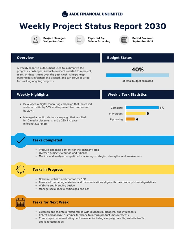 Weekly Project Status Report Template (1st Best Sample) weekly progress report template, weekly project progress report template, weekly project status report template, weekly site progress report template, weekly construction progress report template, weekly student progress report template, weekly training progress report template, weekly job progress report template, weekly progress report format, weekly progress report sample