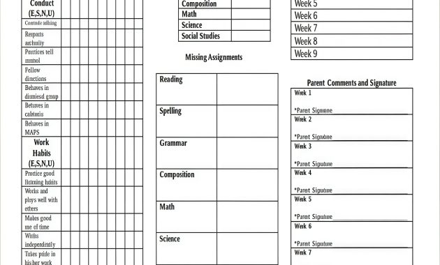 Weekly Student Progress Report Template (1st Free Printable Format ...