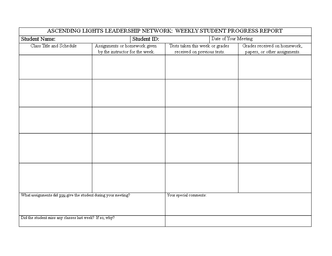 Weekly Student Progress Report Template (3rd Free Printable Format) weekly progress report template, weekly project progress report template, weekly project status report template, weekly site progress report template, weekly construction progress report template, weekly student progress report template, weekly training progress report template, weekly job progress report template, weekly progress report format, weekly progress report sample